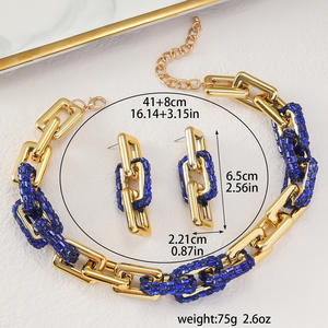 Conjunto <span class=keywords><strong>de</strong></span> bisutería para <span class=keywords><strong>mujer</strong></span>, declaración gruesa <span class=keywords><strong>de</strong></span> Hip Hop, aleación chapada en oro <span class=keywords><strong>de</strong></span> 18 quilates, pendientes <span class=keywords><strong>de</strong></span> eslabones cubanos, Gargantilla, conjuntos <span class=keywords><strong>de</strong></span> collar - Product Image 2