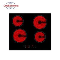 Table de cuisson infrarouge électrique 4 zones en verre, commande tactile, encastrable, surface noire, portable, à haute efficacité énergétique
