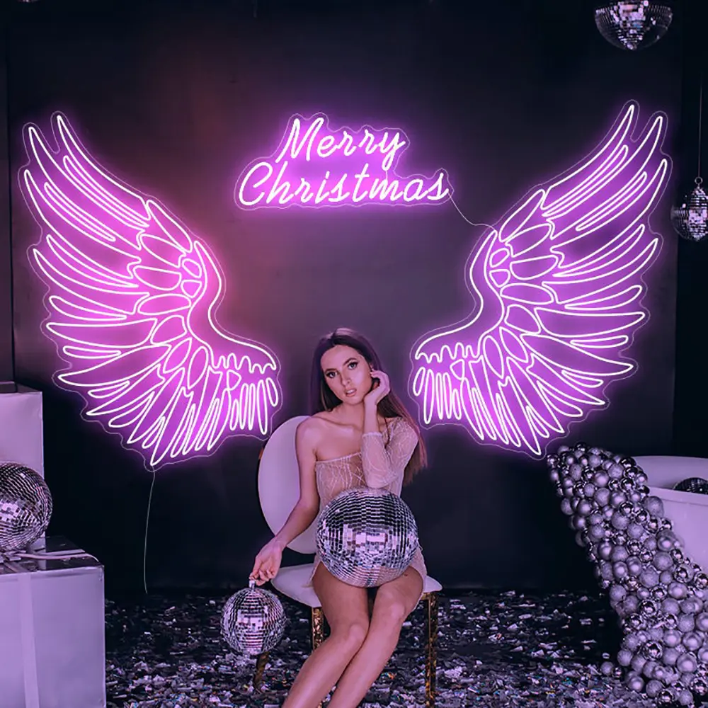 Customized Handmade Acrylic Angel Wings LED Neon Sign Custom for Wedding Party Bar