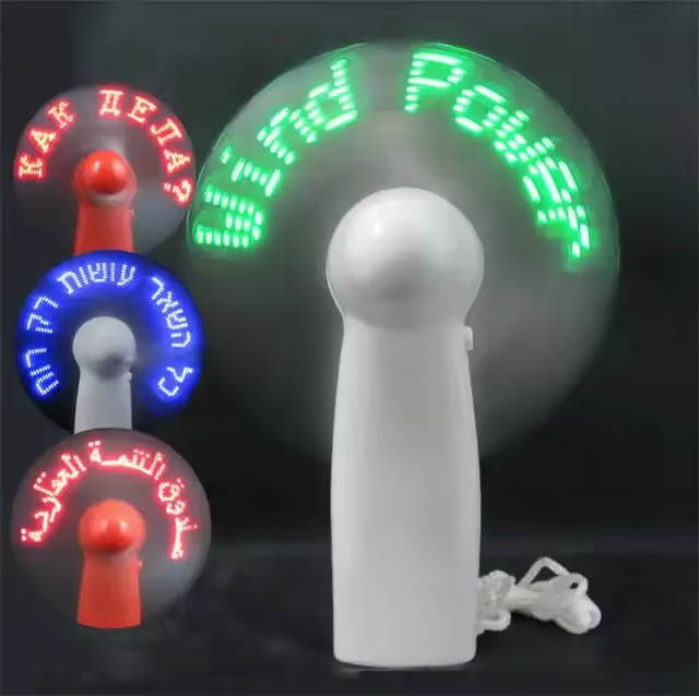 2024 Hot Selling Portable Mini LED Message Fan With Light Custom Handheld Battery Operated Advertising Fan for Gifts