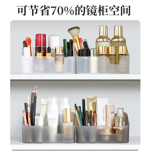 กล่องเก็บเครื่องสำอางพลาสติกฝ้าใส่ของบนโต๊ะเครื่องแป้งแปรงแต่งหน้าที่ใส่ลิปสติกโปร่งแสงสีดำสีขาว - Product Image 3