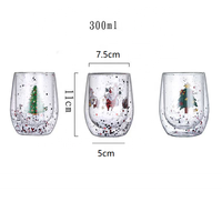 Gobelets à café en verre à double paroi avec motif de bonhomme de neige et sapin de Noël, personnalisables avec logo, sublimation, écologiques, 2025