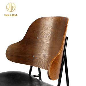 Silla de Comedor Popular de Madera de <span class=keywords><strong>Roble</strong></span> Americano con Respaldo Curvo, Muebles para Restaurante <span class=keywords><strong>y</strong></span> Cafetería, con Cuero <span class=keywords><strong>y</strong></span> Metal - Product Image 4