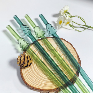 Série de Noël – Pailles en verre borosilicate ondulées en gros pour boissons, lait, cocktails, usage en restauration - Product Image 4