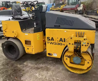 Rouleau compacteur à simple tambour d'occasion SAKAI TW330 de 3 tonnes, d'origine japonaise, mini compacteur, rouleau compacteur à vibrations de petite taille SAKAI d'occasion à vendre