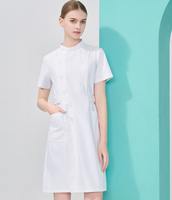 Uniforme d'infirmière pour femme, col long, blanc, manches longues, pour infirmière de clinique