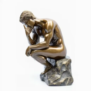 Statua in Resina di Uomo Nudo in Meditazione, Finitura Bronzo, Scultura Artistica Maschile in Premium Cold Cast - Product Image 1