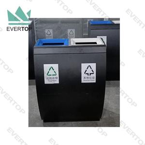 Cubo de <span class=keywords><strong>basura</strong></span> y reciclaje doble de cuerpo curvo, 2 compartimentos, cubos de <span class=keywords><strong>basura</strong></span> de reciclaje, centros comerciales, cubo de <span class=keywords><strong>basura</strong></span> de 2 compartimentos, cubo de <span class=keywords><strong>basura</strong></span> negro - Product Image 2