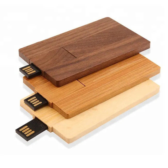 Pen drive usb 2.0 de madeira, logotipo personalizado, em forma de cartão de crédito, 3.0 flash disk