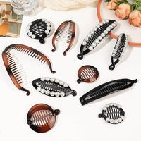 Vente en gros de peignes porte-queue de cheval pince banane couleur unie peignes accessoires de cheveux grand peigne à cheveux ambre pour femmes