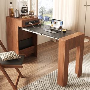 Bàn ăn bằng gỗ có thể thu vào căn hộ hiện đại tiết kiệm không gian bàn ăn nhỏ hình chữ nhật bàn ăn gia đình - Product Image 4