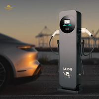 LEISHENG Nouvelle Vente Chaude Borne de Recharge AC 14-44kW à Double Pistolet, Montée sur Colonne, Écran Tactile 5 Pouces, 32A, Compatible Type1/Type2/GB/T