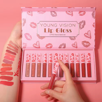 Nouveau style beauté, best-seller : Coffret cadeau magnétique de 12 gloss à lèvres mats, anti-transfert, longue tenue, rouge à lèvres liquide