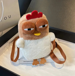 Women's Plush Fluffy Cartoon <b>Hen</b>-Shaped Crossbody <b>Bag</b> Adjustable Strap Travel & <b>Party</b> Handbag Purse Kids' Shoulder <b>Bag</b> - Product Image 1