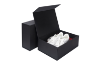 Boîte cadeau rigide magnétique noire en forme de livre, écologique, portable, à emballage plat, avec logo personnalisé estampé à chaud, en papier recyclable, impression quadricolore