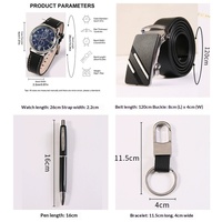 Coffret cadeau de luxe personnalisé MNQ pour la fête des pères (portefeuille en cuir PU, parfum, montre à quartz, ceinture, boutons de manchette, stylo)