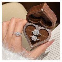 Vente en gros de bagues de fiançailles et de mariage assorties pour couple, en argent pur, avec moissanite de 2 carats, couleur D, certifiée GRA, bijoux de mariée