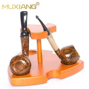 Muxiang Wooden Tobacco Pipe Stand 3 Position Solid Wood Display Rack For Smoking Pipes - Product Image 1