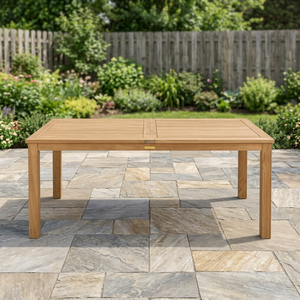 Table à manger rectangulaire en teck d'extérieur - Écologique, durable, imperméable, 6 places, design moderne pour usage en terrasse - Product Image 2