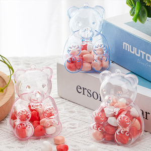Scatola di caramelle trasparente piccolo orso creativo cartone animato <span class=keywords><strong>buon</strong></span> <span class=keywords><strong>compleanno</strong></span> confezione regalo per la conservazione degli Snack per bambini decorazioni per feste - Product Image 2