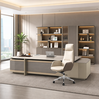 Bureau de direction en L de luxe léger avec armoire latérale pour bureau de PDG et projets commerciaux