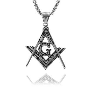 Collar con Colgante Freemason G de Acero Inoxidable para Hombre, Diseño Geométrico, Color Plateado, Joyería de Moda - Product Image 4