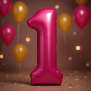 Globo de aluminio metálico rosa de 100 cm con el número 1, para decoración de fiestas de cumpleaños infantiles - Product Image 3
