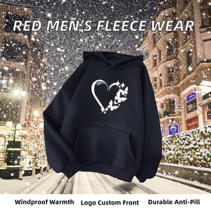 Sudaderas con Capucha de Invierno para Hombre, Color Rojo Brillante, Diseño de Dibujos Animados, 100% Algodón, Anti-Pilling, con Estampado en Relieve, Pedidos Personalizados, Ropa Deportiva al por Mayor - Product Image 2