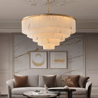 Lustre LED en albâtre naturel doré, style moderne minimaliste, design chinois, lampe en cuivre pour salle à manger, éclairage design