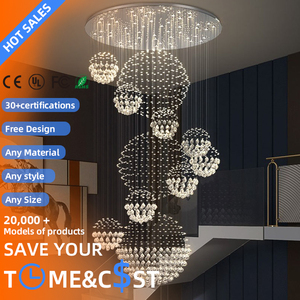 Phong cách Bắc Âu sang trọng vàng dẫn đèn chùm tùy chỉnh lớn hình bầu dục dự án cho sảnh khách sạn nhà hiện đại dài hình dạng điều khiển từ xa treo - Product Image 1