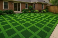 Tapis d'herbe artificielle PP ignifuge durable à motif imprimé personnalisé, design 3D gaufré pour aménagement paysager et green de golf