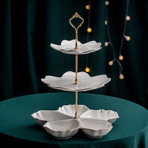 All'ingrosso in porcellana a 3 livelli per festa piatto rotondo in ceramica per dolci con frutta e Cupcake - Product Image 5