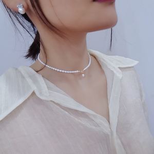 Collane <span class=keywords><strong>di</strong></span> Perle d'Acqua Dolce <span class=keywords><strong>Bianche</strong></span> 3A 4-5mm Placcate Oro 14K all'Ingrosso, Catena Classica Unisex, Regalo Perfetto - Product Image 4