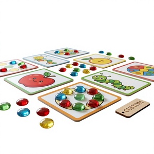 Jeu de mosaïque en papier avec couleurs personnalisables, jouet éducatif, 54 pierres, 10 cartes d'apprentissage, activité de motricité fine pour enfants - Product Image 1