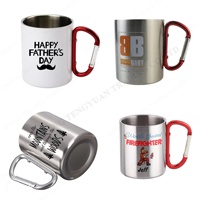 Mug à mousqueton en acier inoxydable TY 200 ml 300 ml avec logo personnalisé, poignée à clip mousqueton, pour le camping en plein air, le café, le thé, l'eau potable