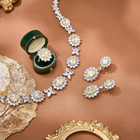 Parures de bijoux de luxe en laiton et zircone de haute qualité, en forme de tournesol, vente en gros d'usine, pour mariages à Dubaï