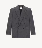Produsen Pakaian Grosir Label Pribadi, Blazer Wanita Model Double Breasted Peak Lapel dengan Bahu Terstruktur dan Potongan Rapi