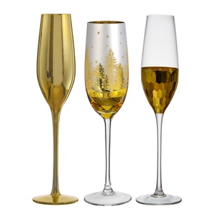 Verres à flûte à champagne en or électrolytique de luxe faits à la main en <span class=keywords><strong>cristal</strong></span> personnalisés pour mariage Noël - Product Image 1