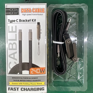 Câble de charge rapide PD 240W Type-C <span class=keywords><strong>vers</strong></span> Type-C avec support de téléphone pliable, cordon de charge combinable <span class=keywords><strong>gratuit</strong></span> pour <span class=keywords><strong>iPhone</strong></span> 15-17 et <span class=keywords><strong>Android</strong></span> - Product Image 6