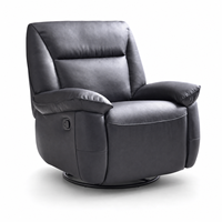 Fauteuil d'appoint moderne pivotant en cuir pleine fleur, structure en bois massif, éponge haute densité, pour salon