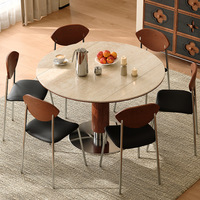 Ensemble de table et de chaises de salle à manger extensible avec plateau en marbre moderne, pliable, 4 places, pieds en acier inoxydable, meubles de maison, salon, petit