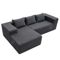 Canapés modulaires de luxe en velours côtelé compressé en forme de L avec coussins, ensemble de canapés de salon, meubles de chaise longue