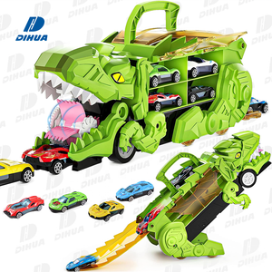 Jouets de <span class=keywords><strong>voiture</strong></span> de transport de dinosaures, camion de transport de jouets, ensemble de pistes avec 4 voitures en alliage, camion de jouets se transforme en dinosaure pour tout-petits - Product Image 1
