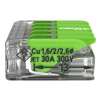 Connecteurs de raccordement WAGOs 221-625, leviers 6 mm, 5 conducteurs, boîtier transparent pour tous types de conducteurs, montage sur rail DIN-35