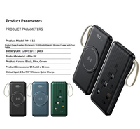 Batterie externe magnétique sans fil avec câble intégré pour chargeur portable à clip dorsal compatible 20 000 mAh / Sorties Type-C/USB