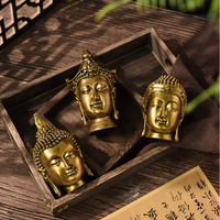 Sculpture d'art artisanal personnalisée en résine époxy, tête de Bouddha antique d'Asie du Sud-Est, figurine artistique pour la décoration intérieure