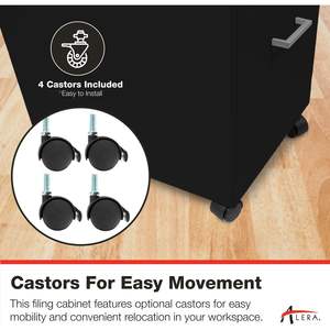 Alera SOHO-Grade 2-Drawer Vertical <b>Filing</b> <b>Cabinet</b> for Home Office Durable Steel Construction with Casters Adjustable Feature - Product Image 4