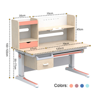 Bureau d'enfant moderne en bois avec étagère, ergonomique, réglable en hauteur, écologique, pour l'apprentissage des étudiants, chambre et école (vente en gros)