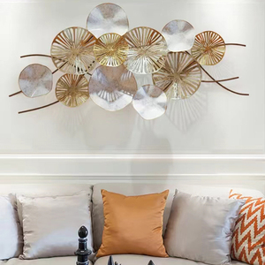Décor mural en fer de qualité supérieure 117X54CM, décor mural horizontal en métal doré pour salon - Product Image 4