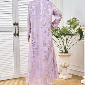 Robe Abaya de luxe fantaisie avec estampage doré et peinture de couleur pour femmes musulmanes Fournisseur OEM ODM - Product Image 3